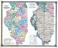 Illinois Political Map, Worthens Geological and Climate Map, Illinois State Atlas 1875